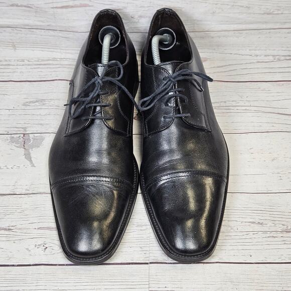 Nico Black Calf Leather Cap Toe Oxford To Boot New York Men\'s Black Size 12 Leather Cap Toe Oxford Dress Shoes